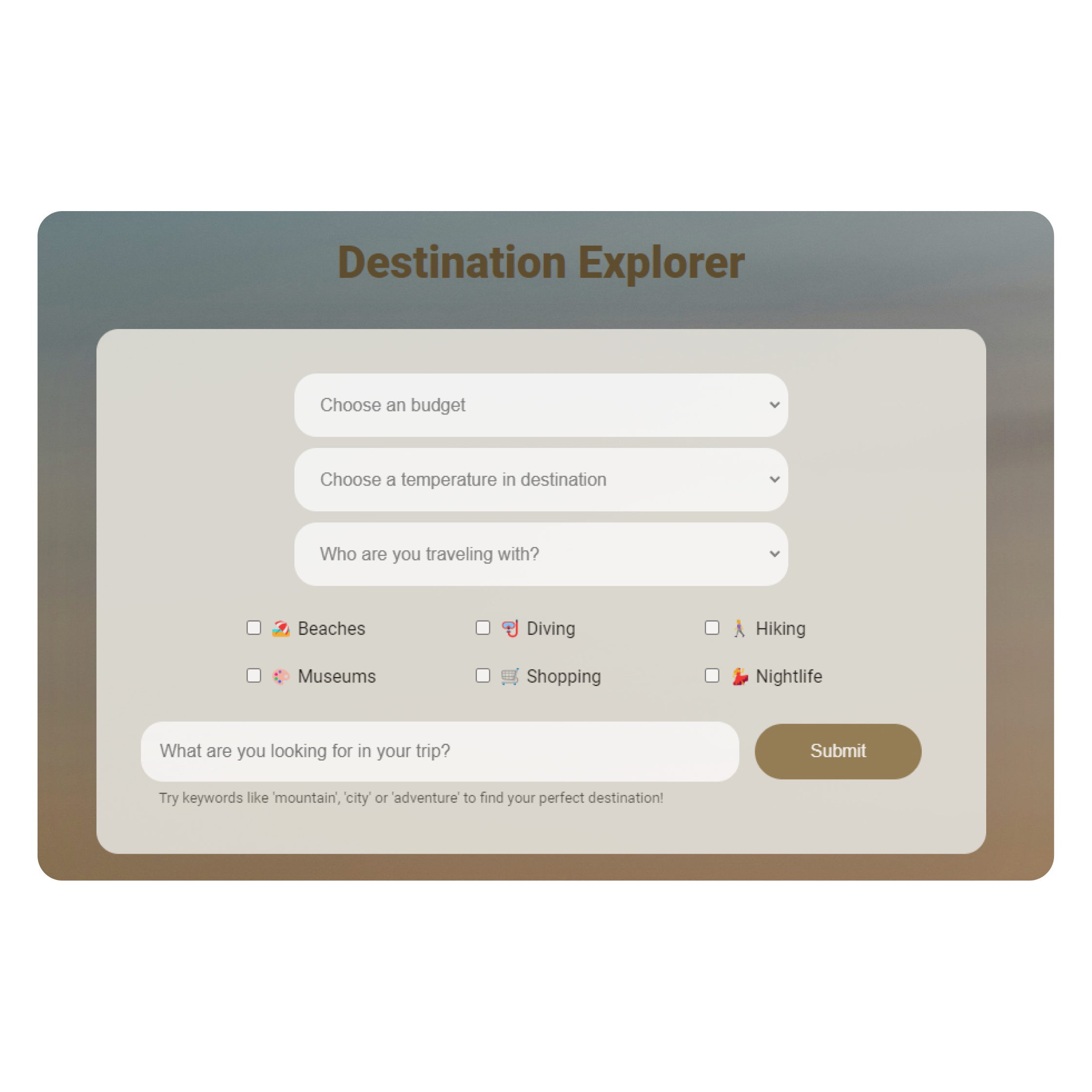 Destination Explorer project